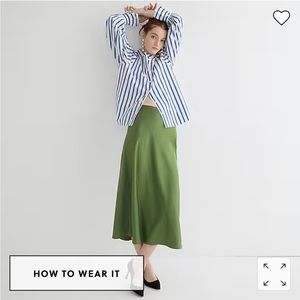 Jcrew satin slip skirt in moss utility green